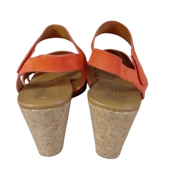 Naturalizer Orange Platform Wedge Sandals Strappy Leather Sandals Size 8.5 - Picture 8 of 11